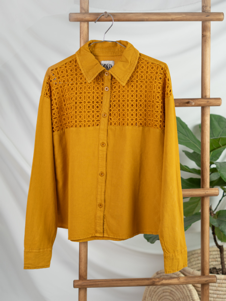 شومیز خامه دوزی خردلی