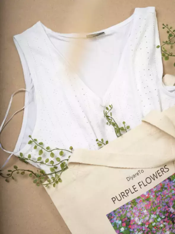 تاپ خامه دوزی سفید و سبز