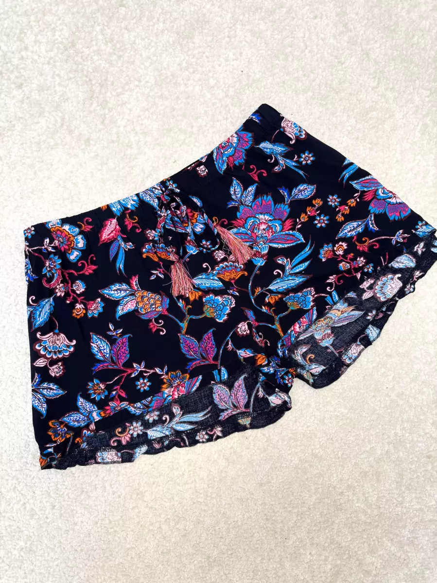 شلوارک نخی گلدار