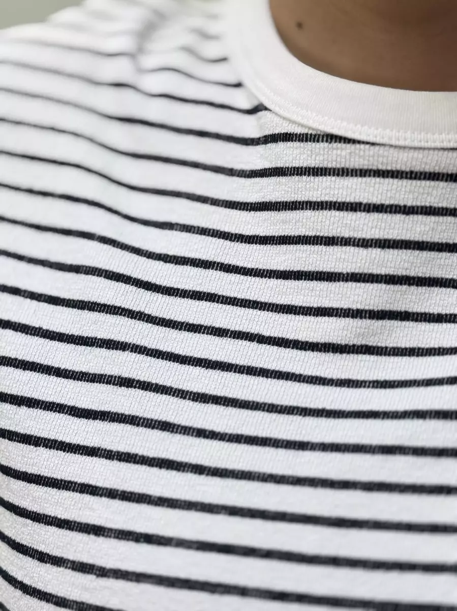 تیشرت آستین بلند راه راه M.S(سفید/سرمه ای)