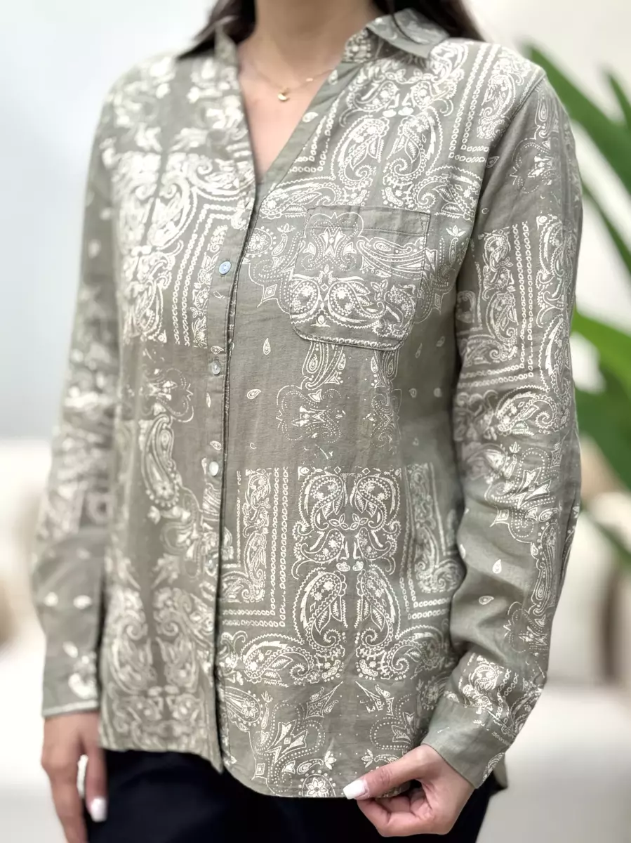 شومیز سبز طرحدار زارا