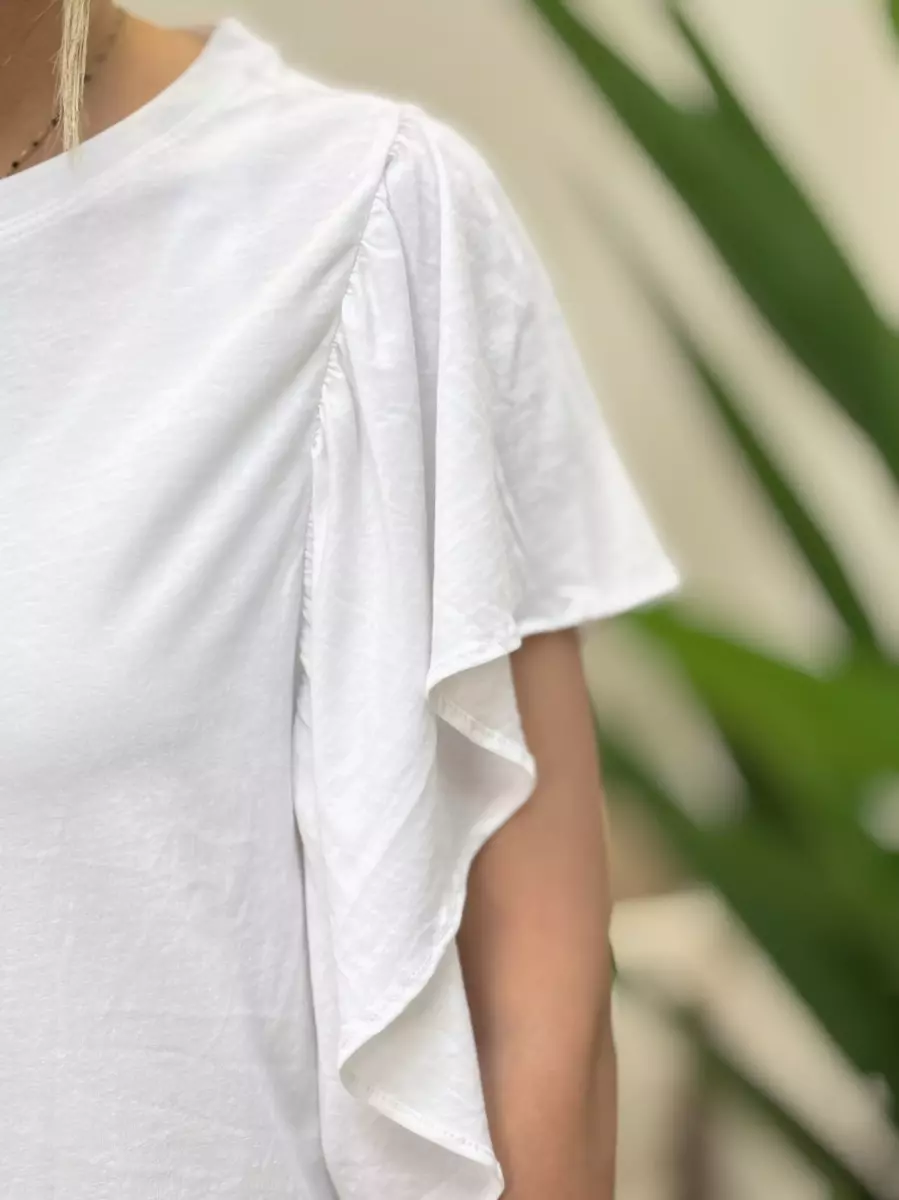 تیشرت آستین چین دارM(سفید-کرم)