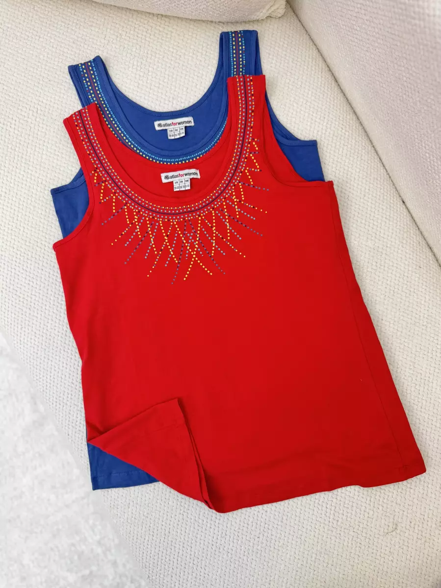 تاپ چاپ دار (آبی/قرمز)