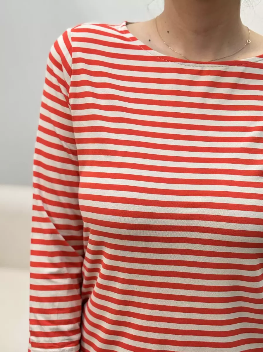 تیشرت آستین بلند راه راه(قرمز کرم)