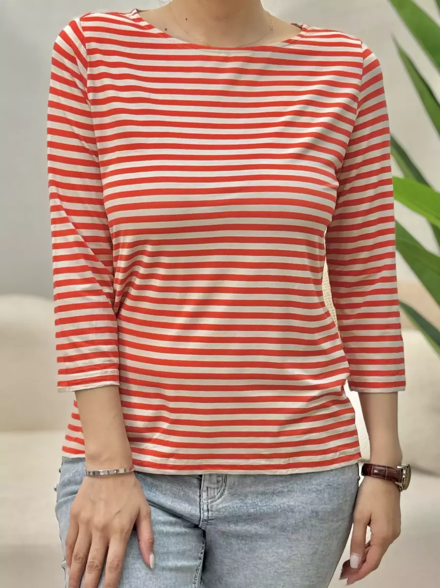 تیشرت آستین بلند راه راه(قرمز کرم)