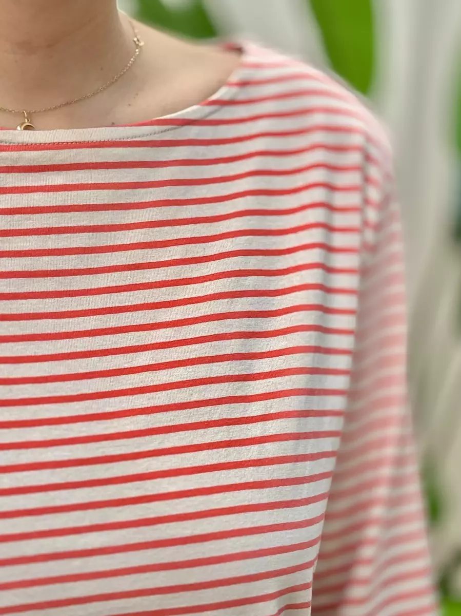 تیشرت آستین بلند راه راه(قرمز کرم)