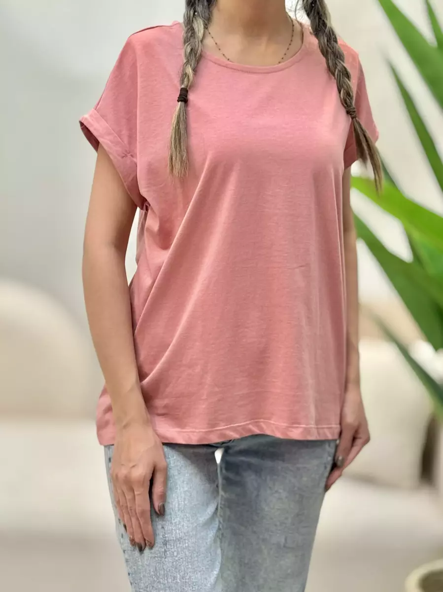 تیشرت سرشانه دکمه ساده