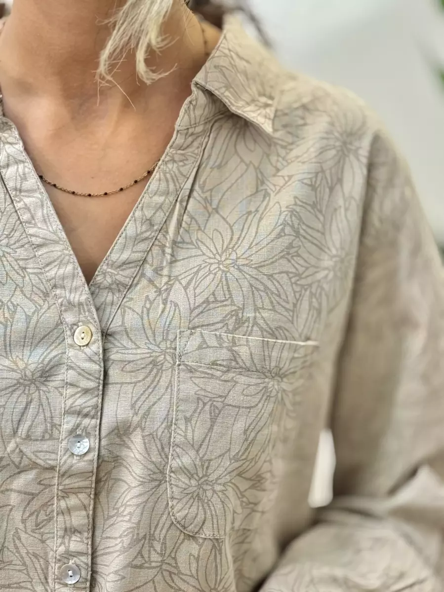 شومیز سبز طرح دار خطی