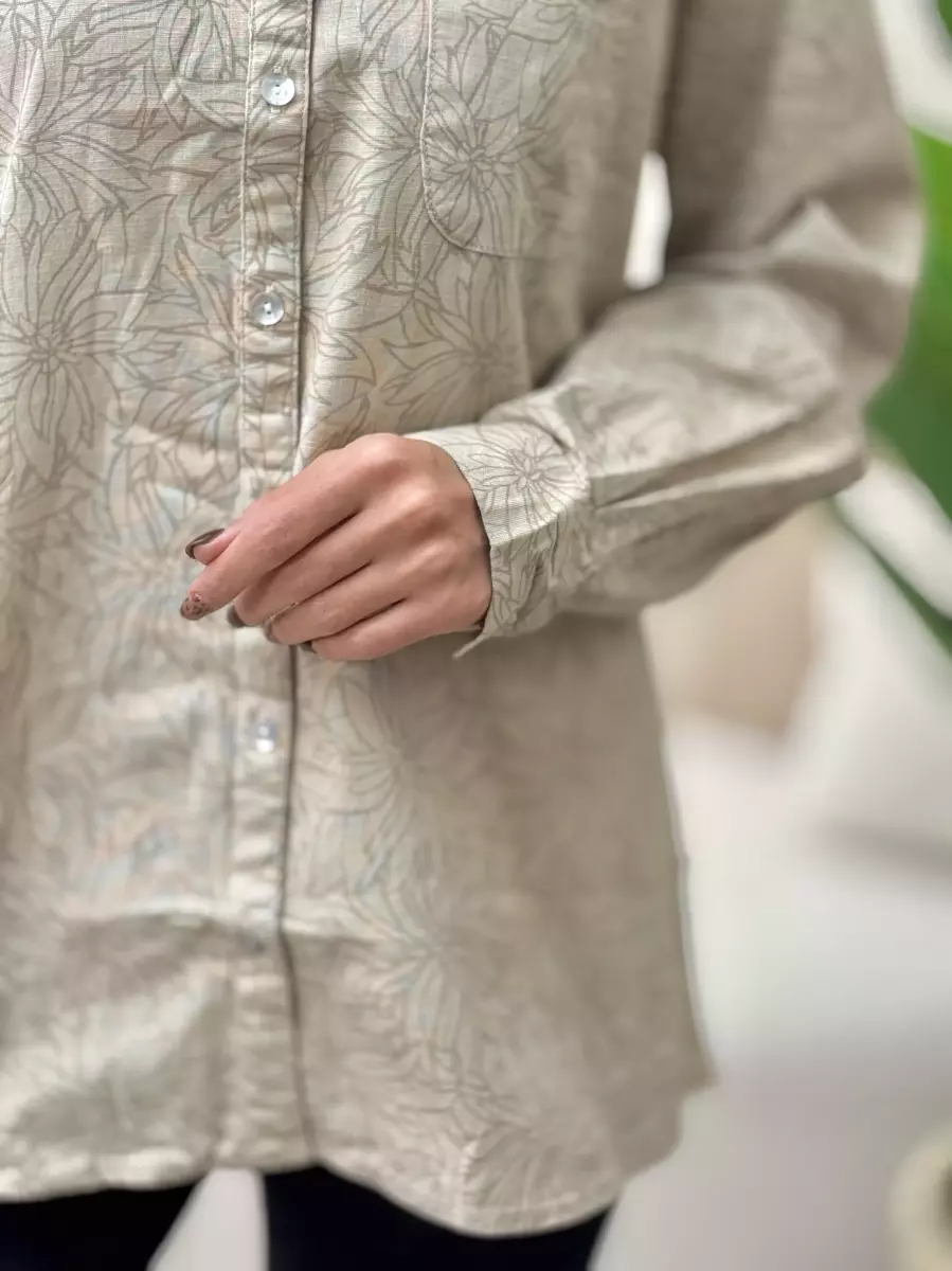 شومیز سبز طرح دار خطی