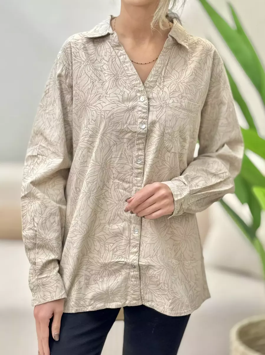 شومیز سبز طرح دار خطی