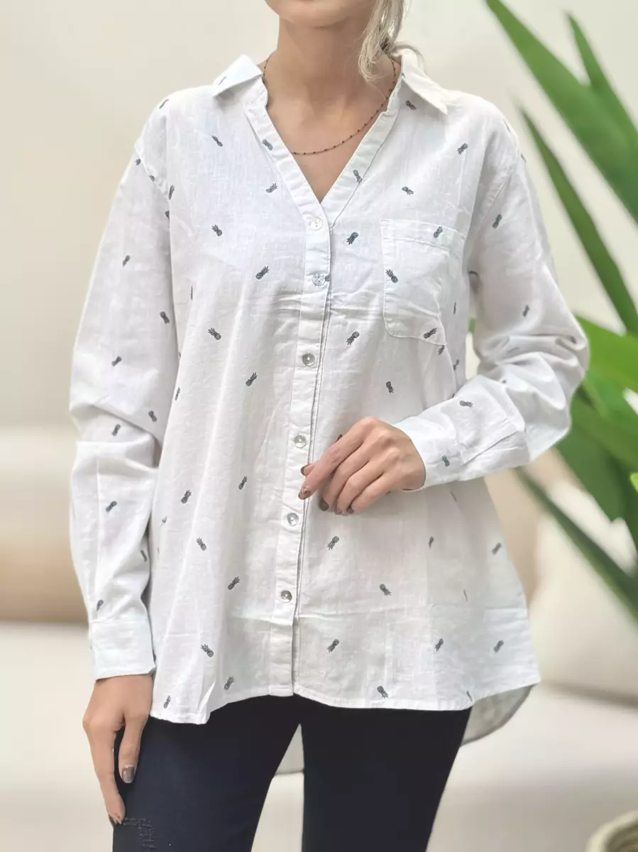 شومیز سفید طرح آناناس