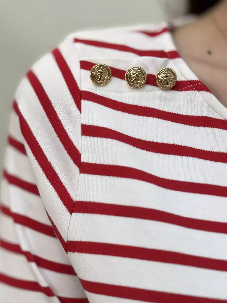 تیشرت آستین بلند راه راه(سرشانه دکمه)