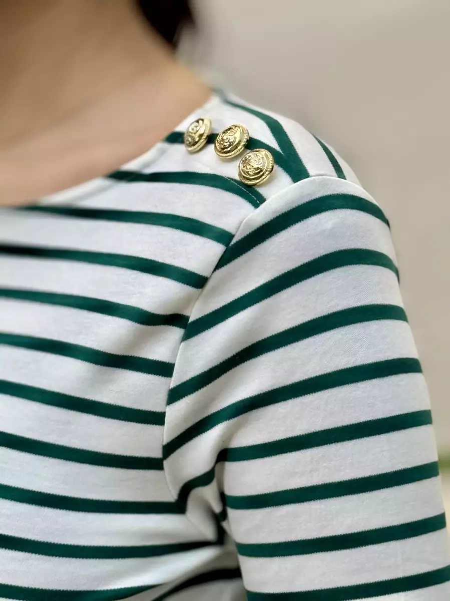 تیشرت آستین بلند راه راه(سرشانه دکمه)