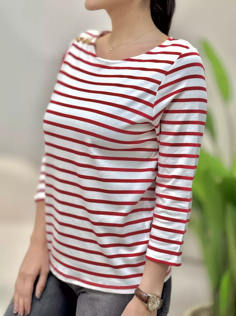 تیشرت آستین بلند راه راه(سرشانه دکمه)