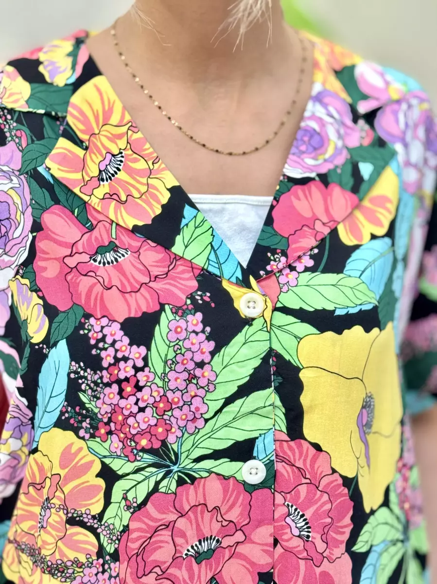 شومیز نخی گل گلی