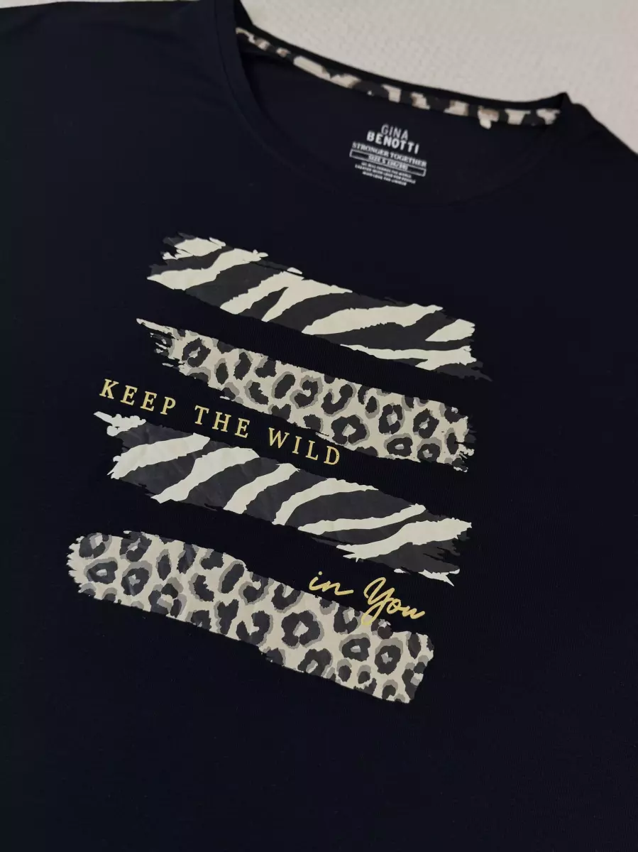 تیشرت مشکی چاپ پلنگی