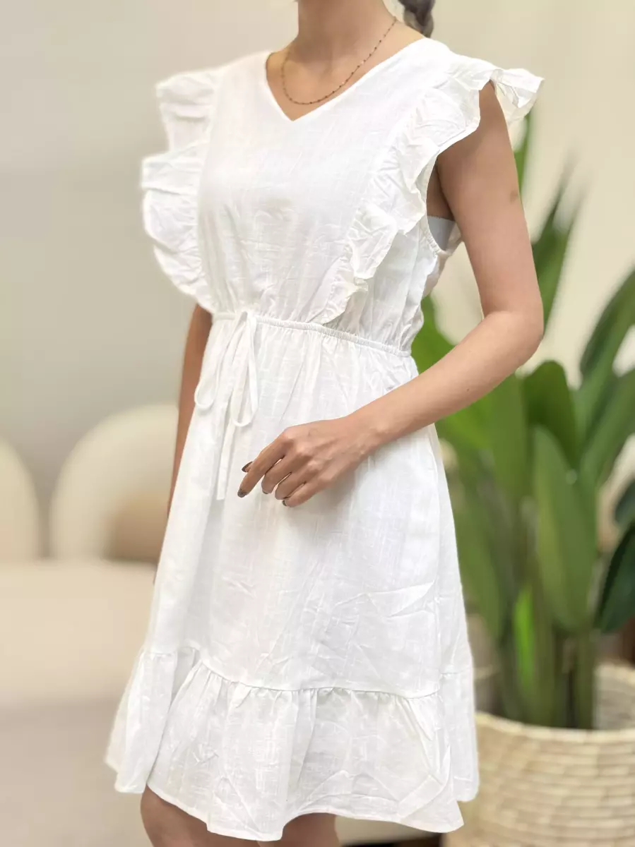 پیراهن عروسکی چین دار سفید