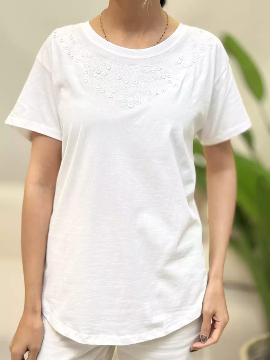 تیشرت آیینه کاری سفید