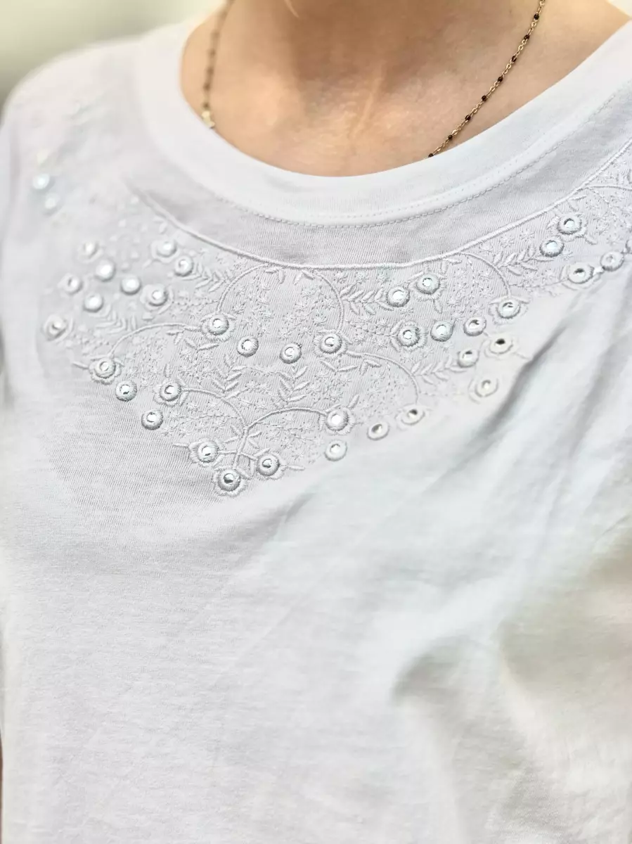 تیشرت آیینه کاری سفید