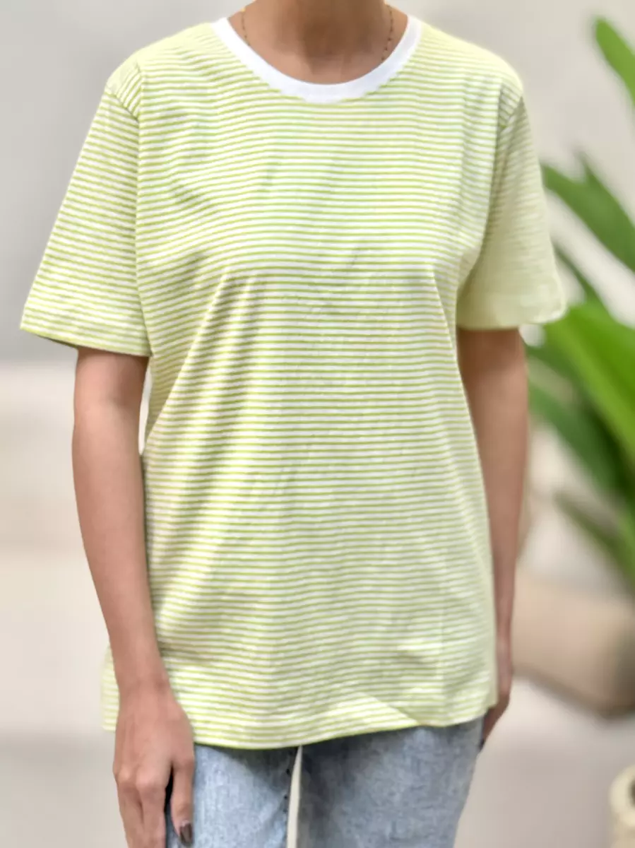 تیشرت استین کوتاه راه راه (سبز/لیمویی)