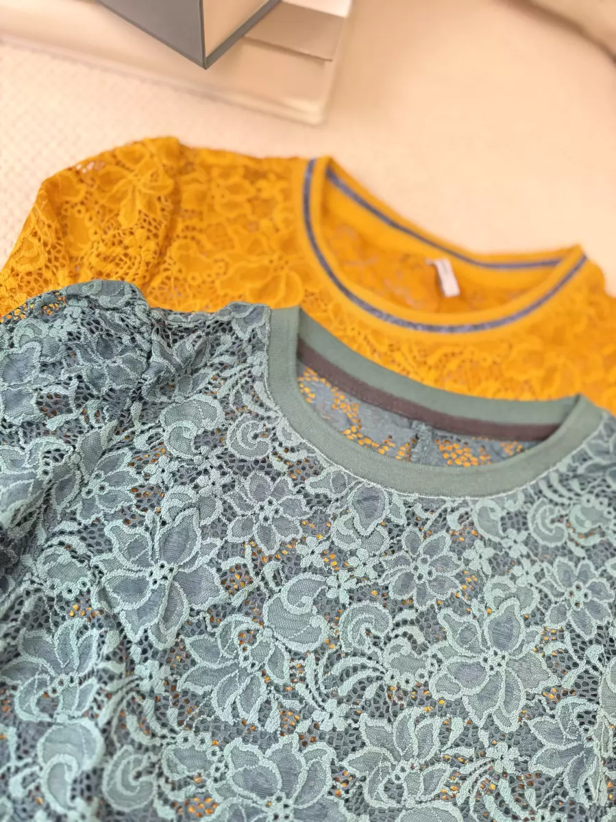 بلوز گیپور(سبز/خردلی)