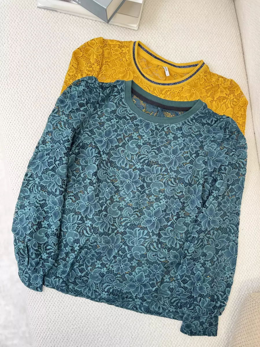 بلوز گیپور(سبز/خردلی)