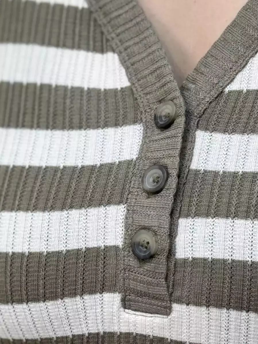 بافت ریز راه راه جلو دکمه (سبز/مشکی)