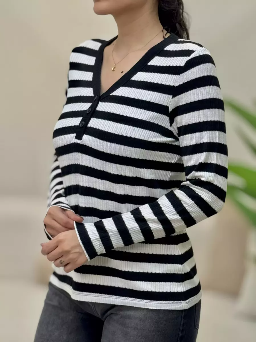 بافت ریز راه راه جلو دکمه (سبز/مشکی)