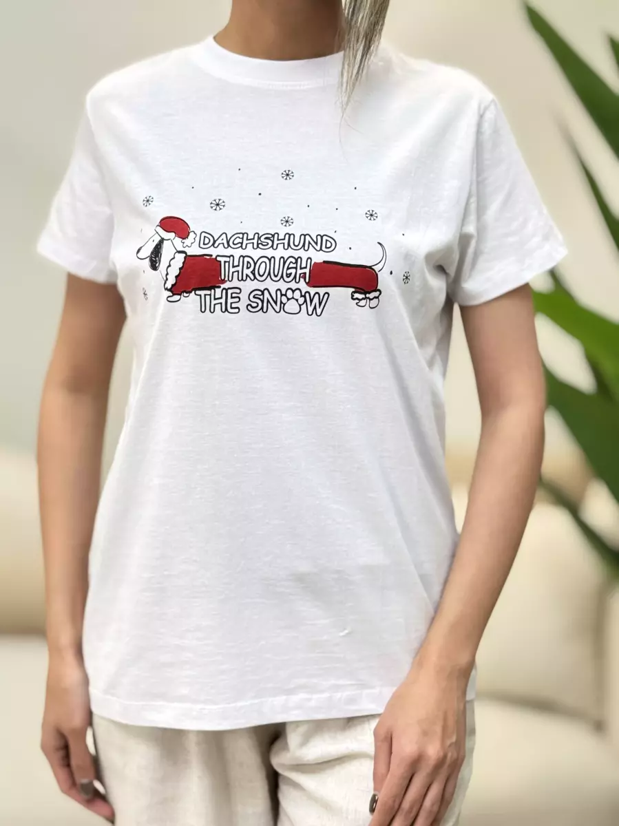 تیشرت سفید طرح کریسمس