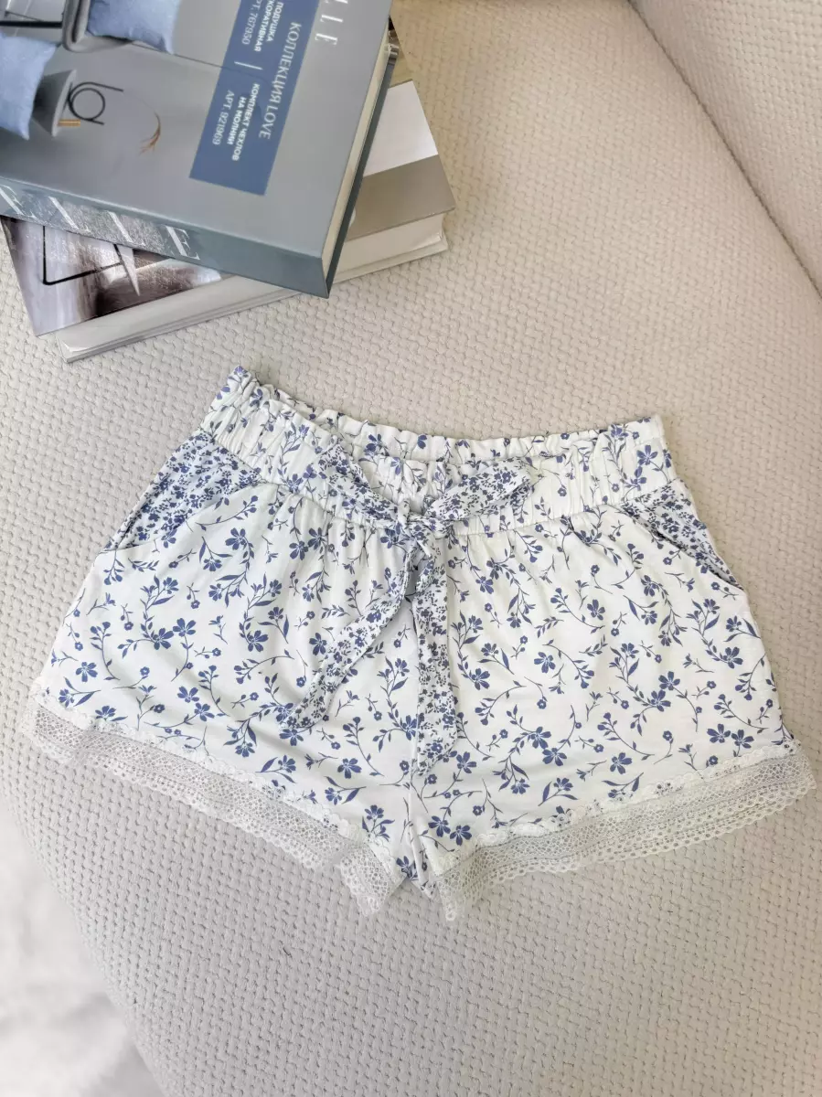 شلوارک راحتی سفید پایین گیپور