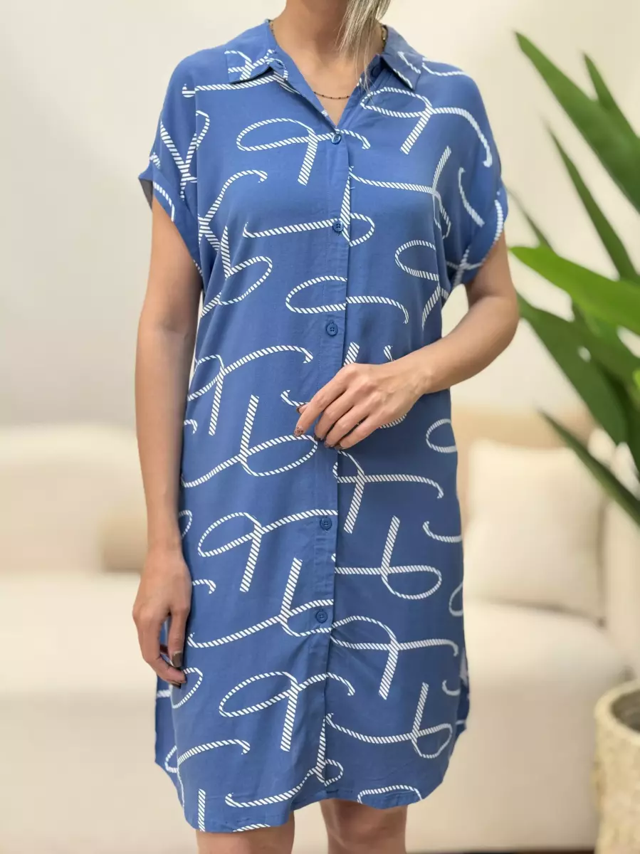 پیراهن آبی نخ ویسکوز