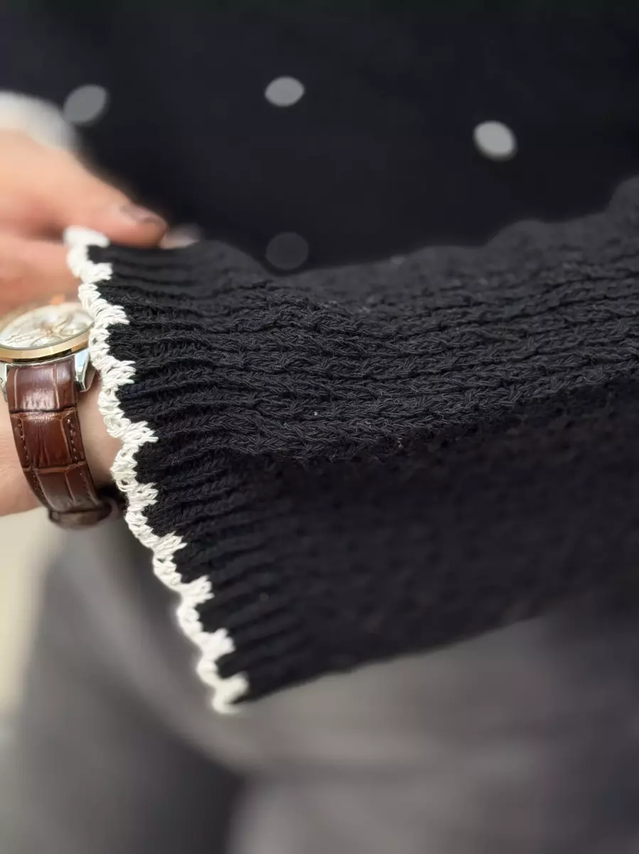 بافت کراپ مرواریدی (سفید/مشکی)