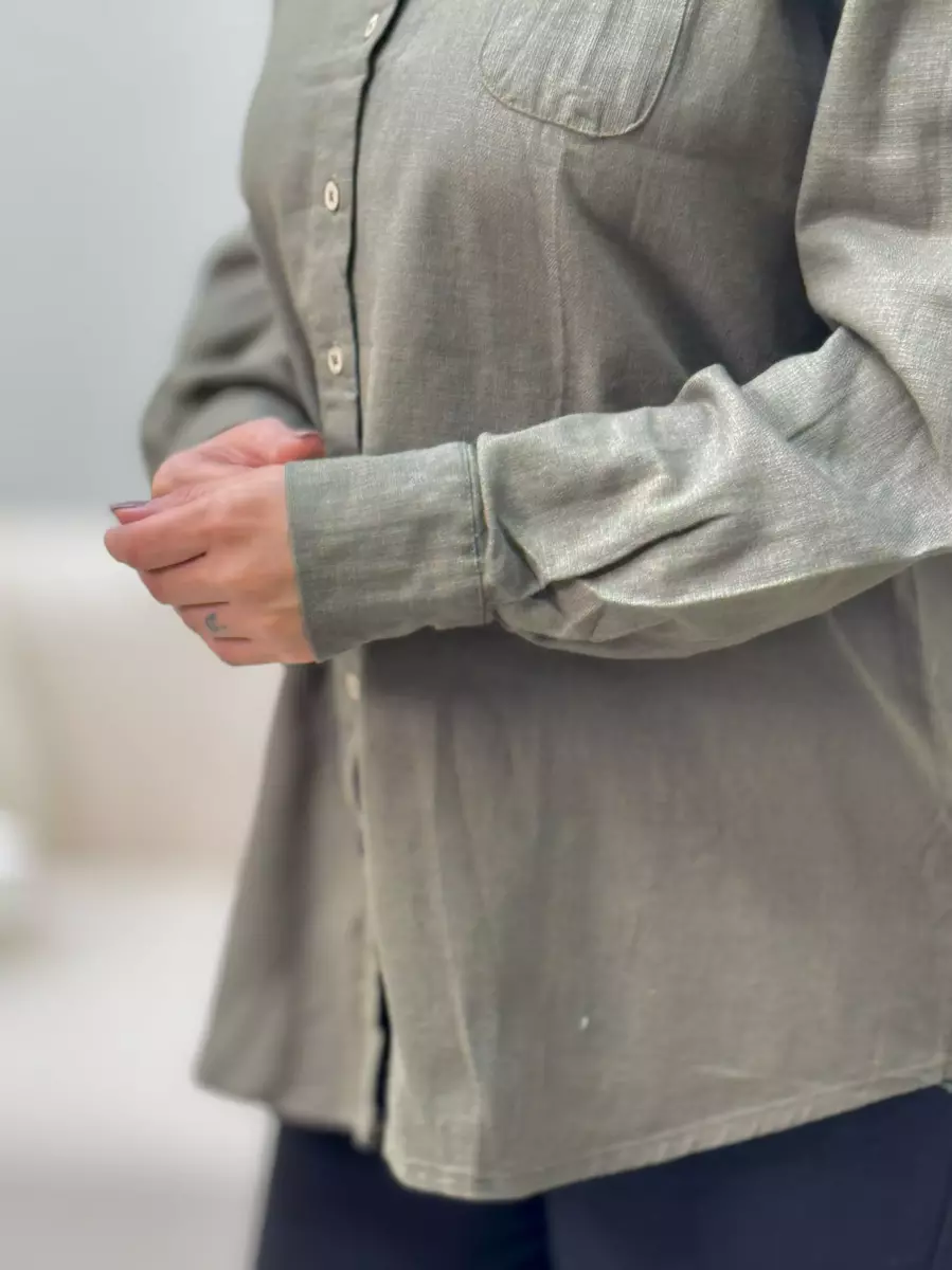 شومیز لینن دکمه چوبی (چند رنگ)