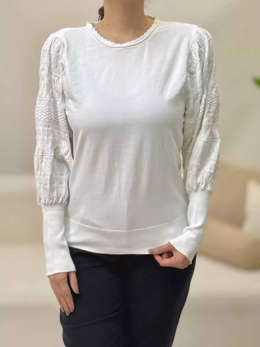 بافت آستین پفی مدل دار 3 رنگ