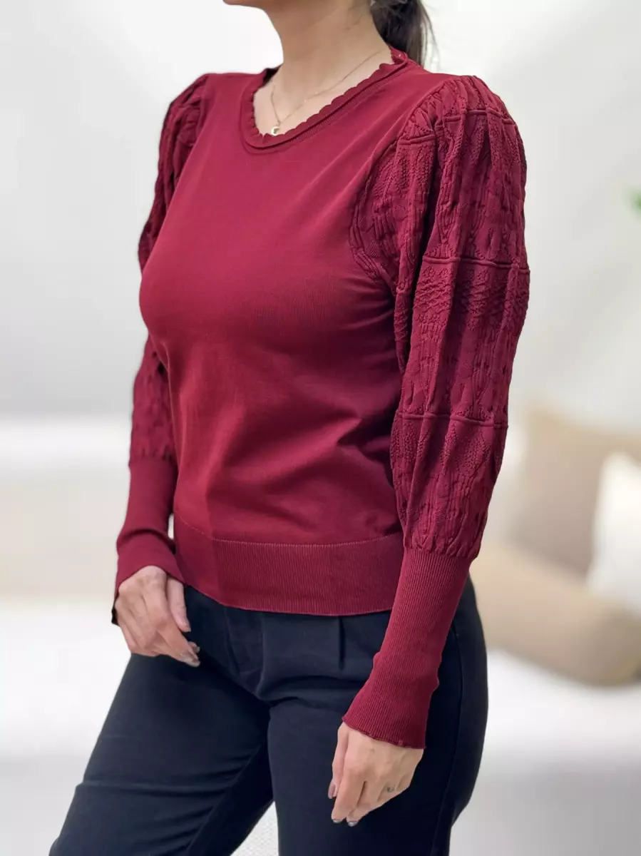 بافت آستین پفی مدل دار 3 رنگ