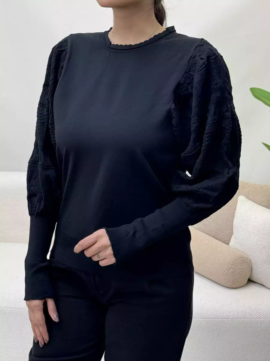 بافت آستین پفی مدل دار 3 رنگ