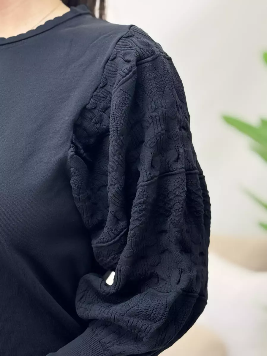 بافت آستین پفی مدل دار 3 رنگ