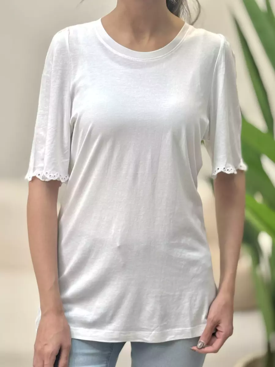 تیشرت آستین خامه دوزی سفید