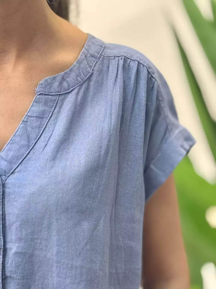 شومیز لینن آبی