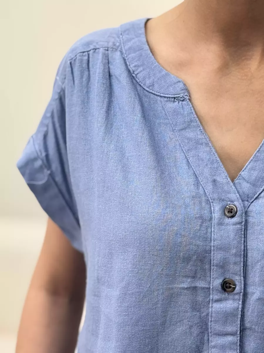 شومیز لینن آبی