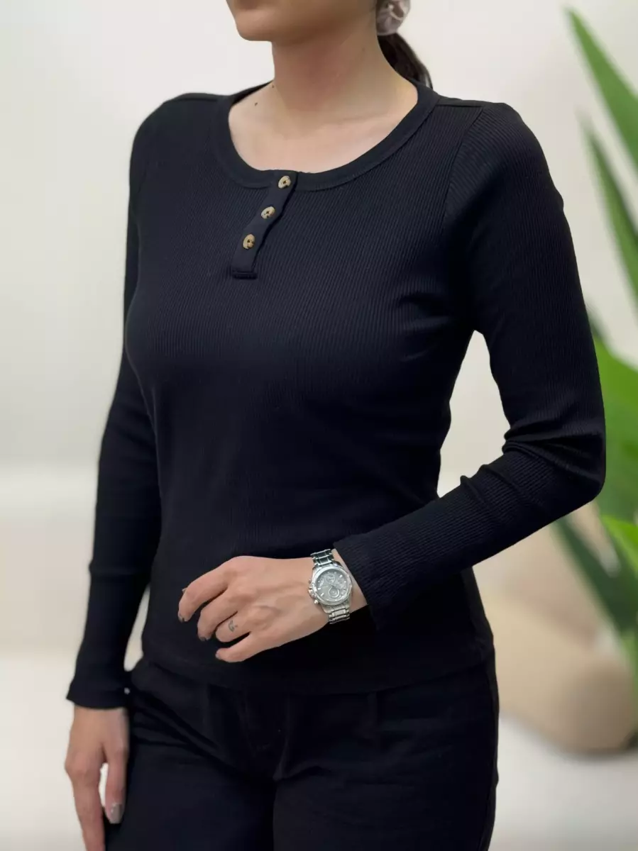 بلوز کبریتی جلودکمه (کرم_مشکی)