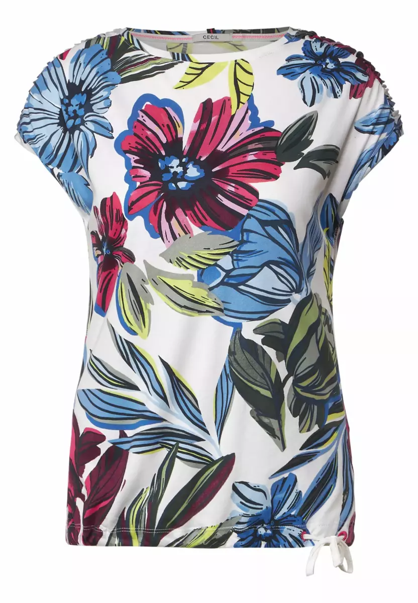 تیشرت گلدار سیسیل (سفید-سبز)