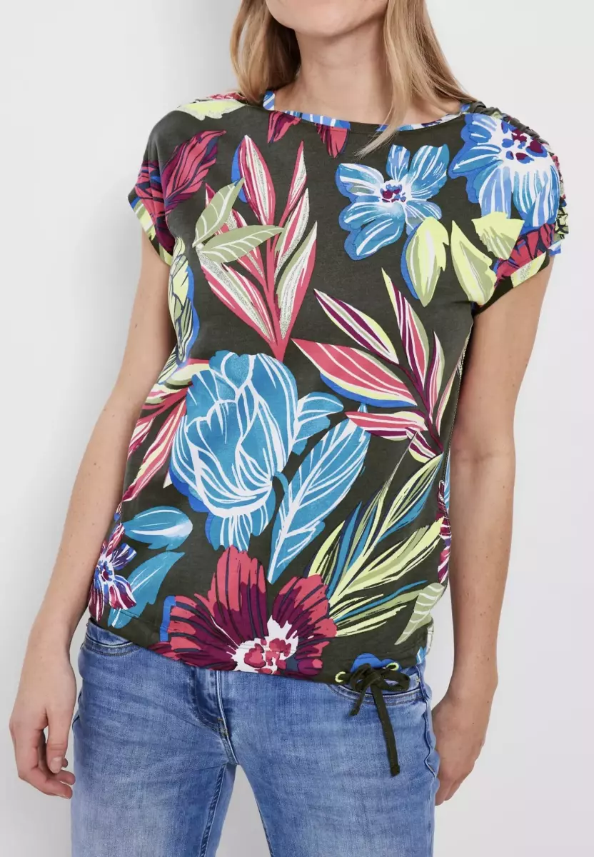 تیشرت گلدار سیسیل (سفید-سبز)