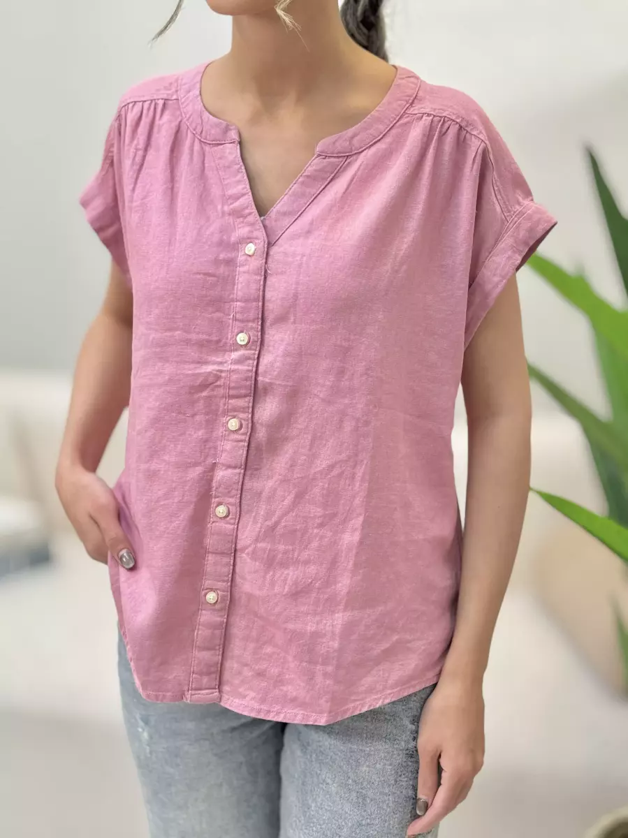 شومیز لینن صورتی