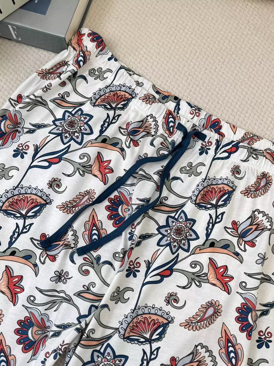 شلوار راحتی سفید گلدار