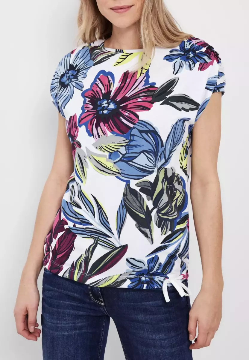 تیشرت گلدار سیسیل (سفید-سبز)