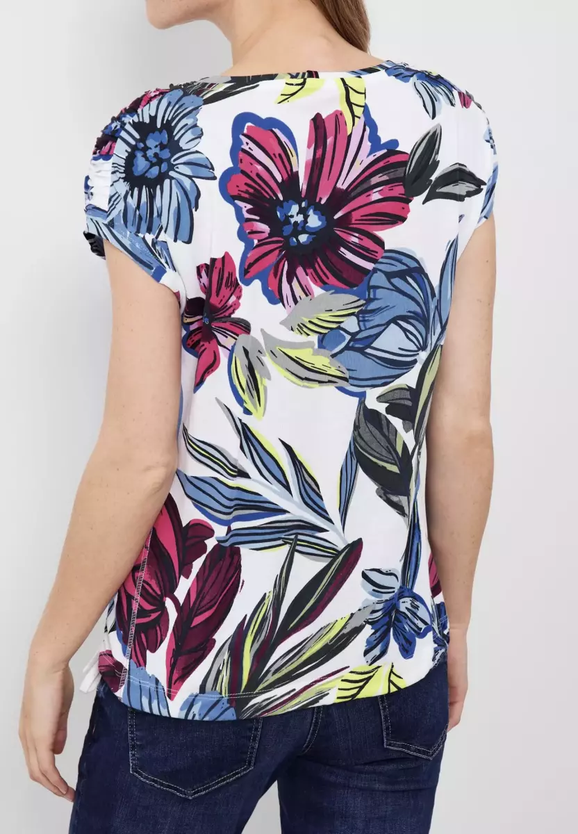 تیشرت گلدار سیسیل (سفید-سبز)