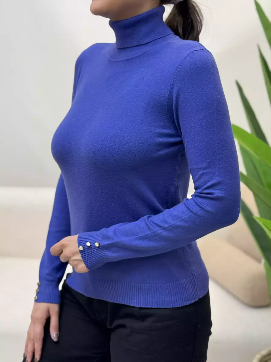 بافت یقه اسکی آستین دکمه