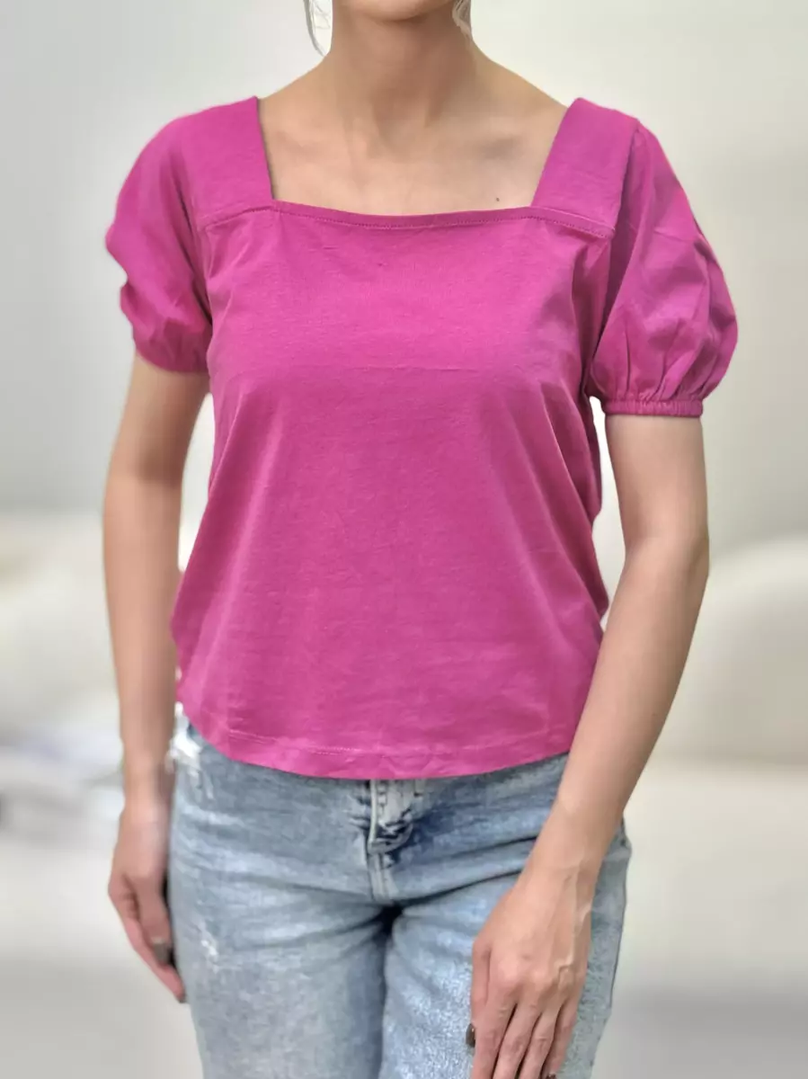 تیشرت یقه خشتی آستین کشی