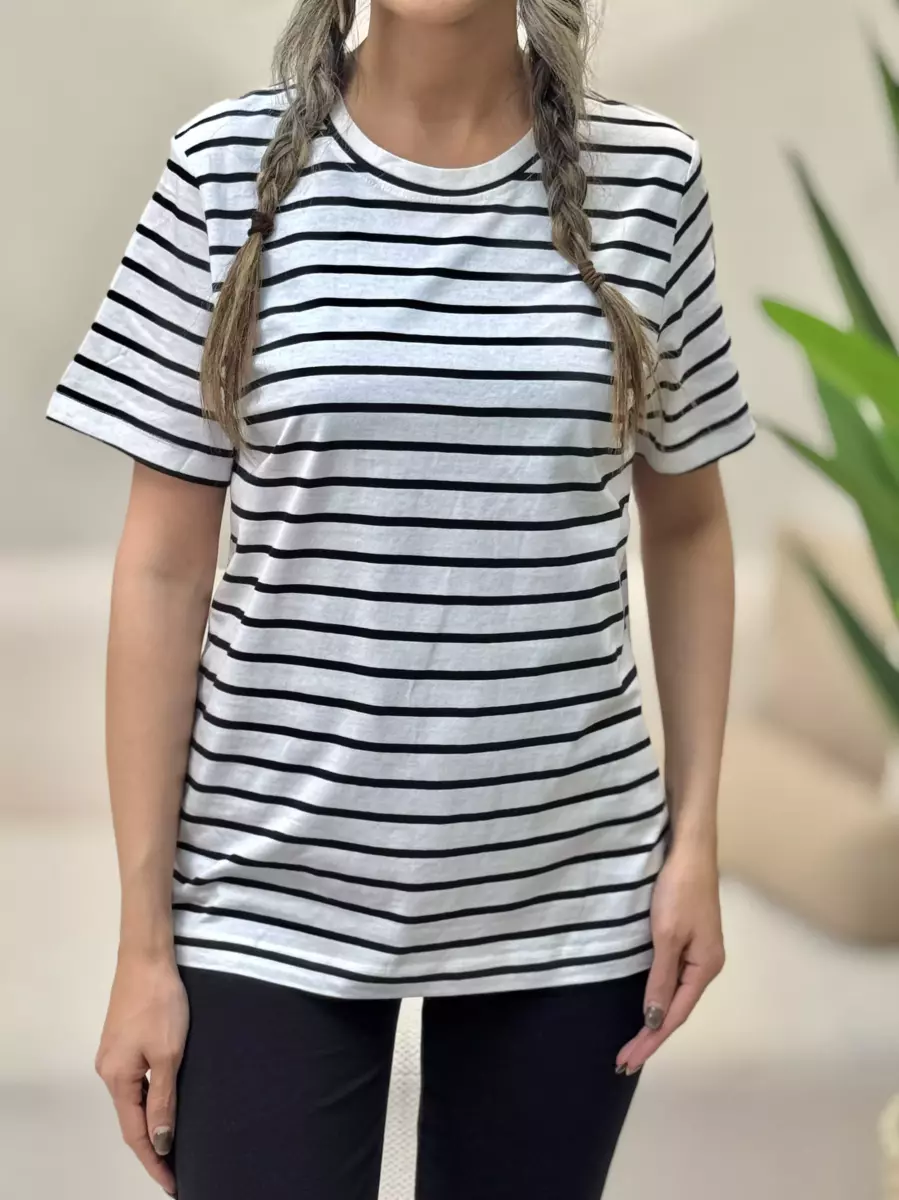 تیشرت راه راه(سرمه ای/سفید)